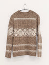 SWAYING 25 Autumn/Winter Fair Isle Jacquard Oversized Sweater SW-SW25AW1T25C1S2-ZB Brown and White
